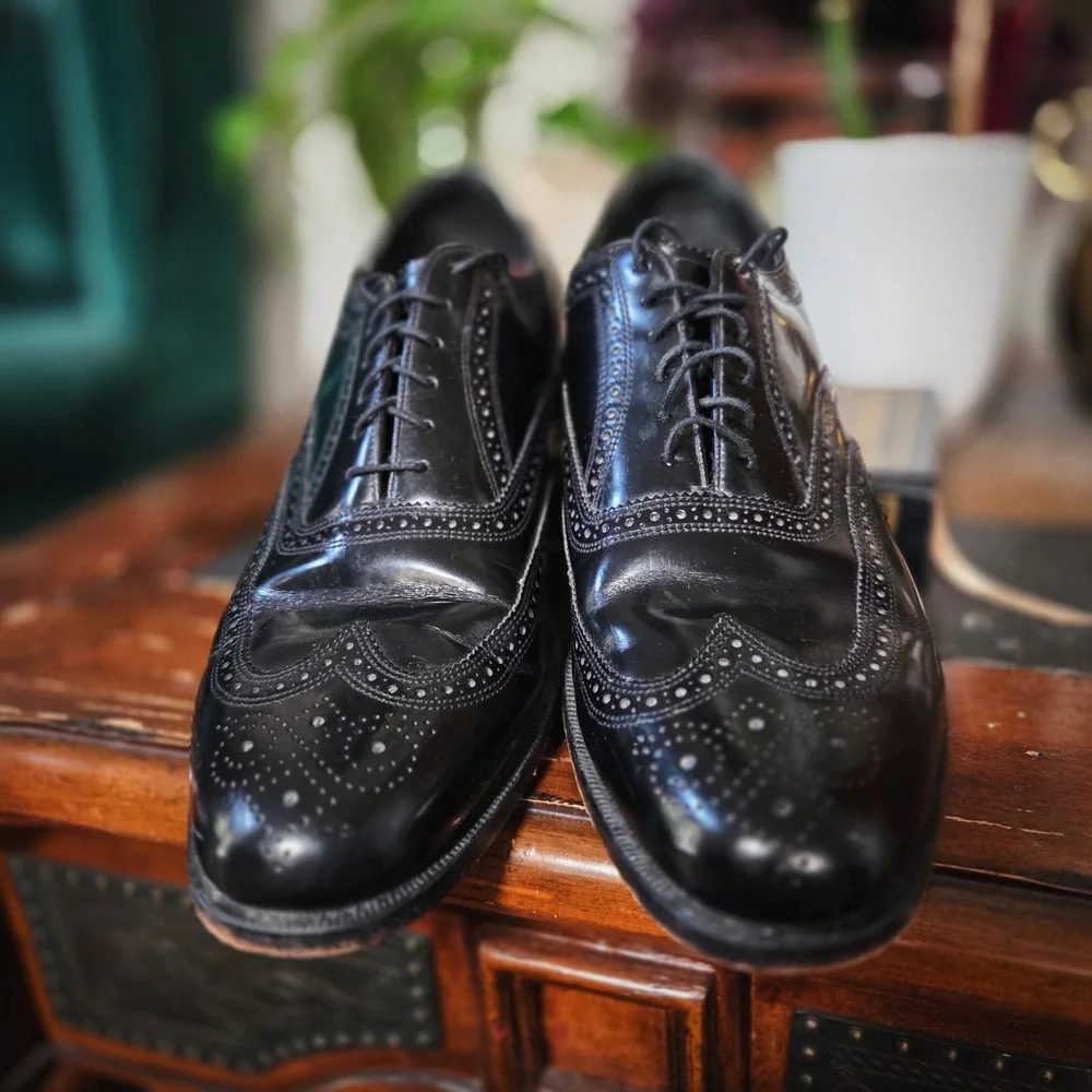 Florsheim Mens Black Leather Wingtip‎ Brogue Oxford Dress Shoes